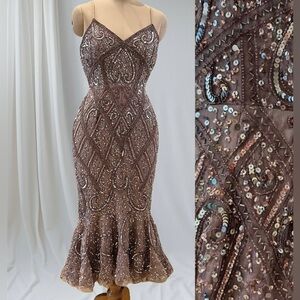 Gianni Bini Rose Gold Sequin Mermaid Gown – Formal / Wedding prom Party 6/8